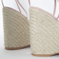 2020 hot sell RAFFIA and customized logo super high wedge sandals for women